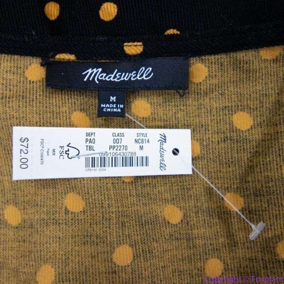 NEW Madewell Corduroy Puff-Sleeve Wrap Top in Oval‎ Dot, M - Picture 14 of 16